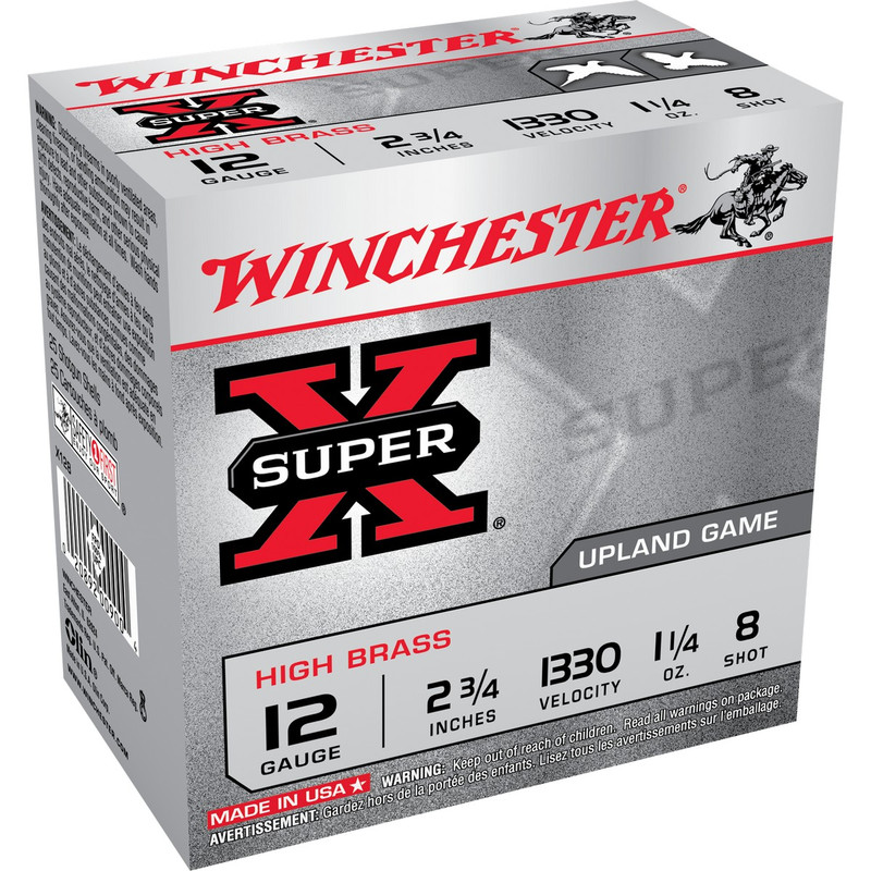 Winchester High Brass 12 Ga 2 3/4" 1-1/4 Oz Case 250 Rd in Shot Size 8 Ammo Size